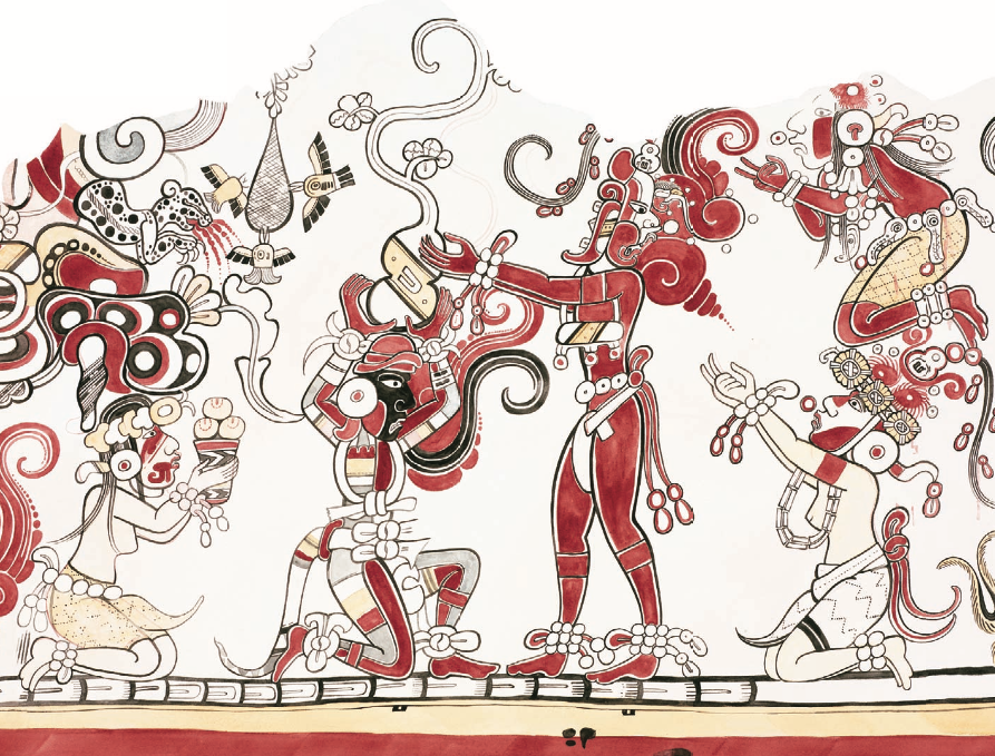 1. Murais Maias de San Bartolo 300-100 antes da Era Comum. Ilustração de Heather Hurst 